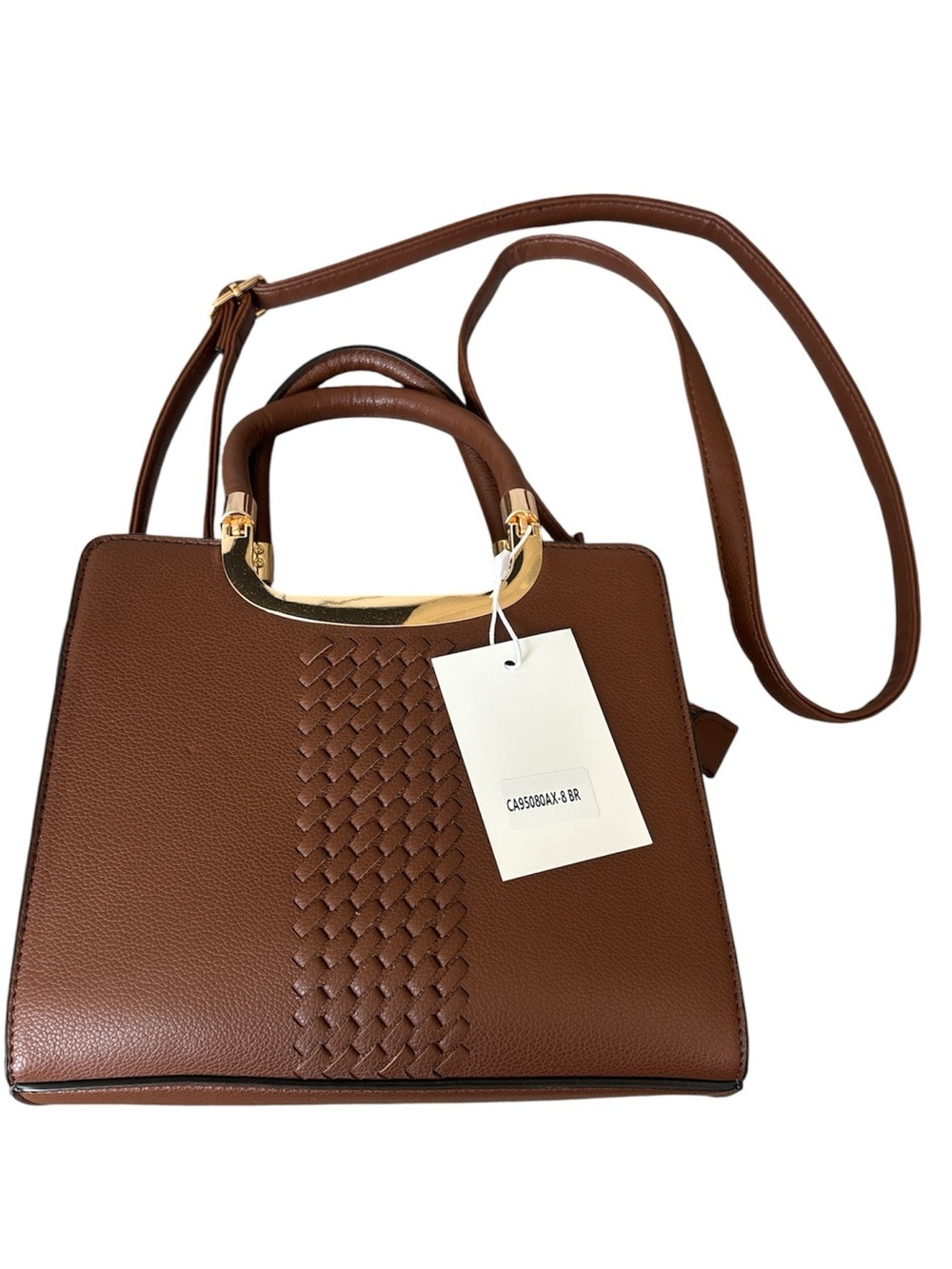 NWT Le Bag Chic Brown Crossbody Bag with Woven Detail